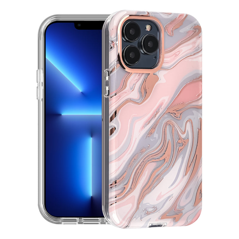 IPHONE-PINK & GRAY MARBLE WAVE